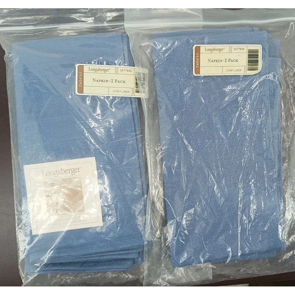 Longeberger Sets New Cornflower Blue Napkins, New In Package Retired 4 Piece
